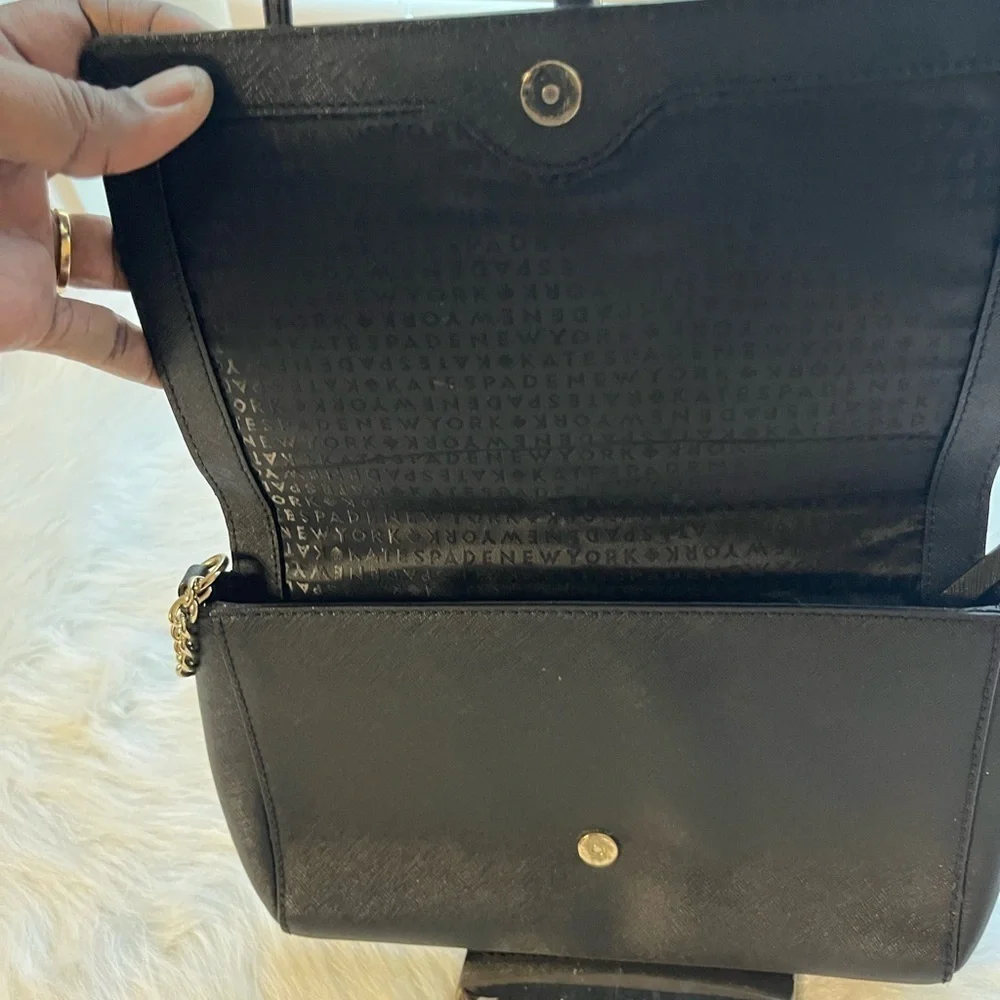 Kate Spade Genuine Saffiano Leather Crossbody Chain Strap Foldover Purse Bag